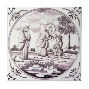 RBT06 Delft biblisches Mangan-rote Keramik-Fliese Fliese