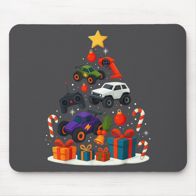Rc Auto Rennfahrer Weihnachtsbaum Xmas  Mousepad (Vorne)