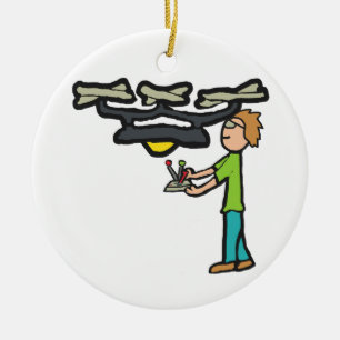RC Drone Flying Keramik Ornament