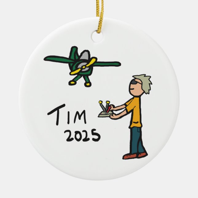 RC Flugzeug - Tim Keramik Ornament (Vorne)