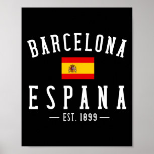 Rcelona Espana Spanien Est. Souvenir Flagge Karte Poster