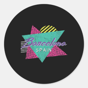 Rcelona Spanien Vintage Retro 80er 90er Urlaub Rei Runder Aufkleber