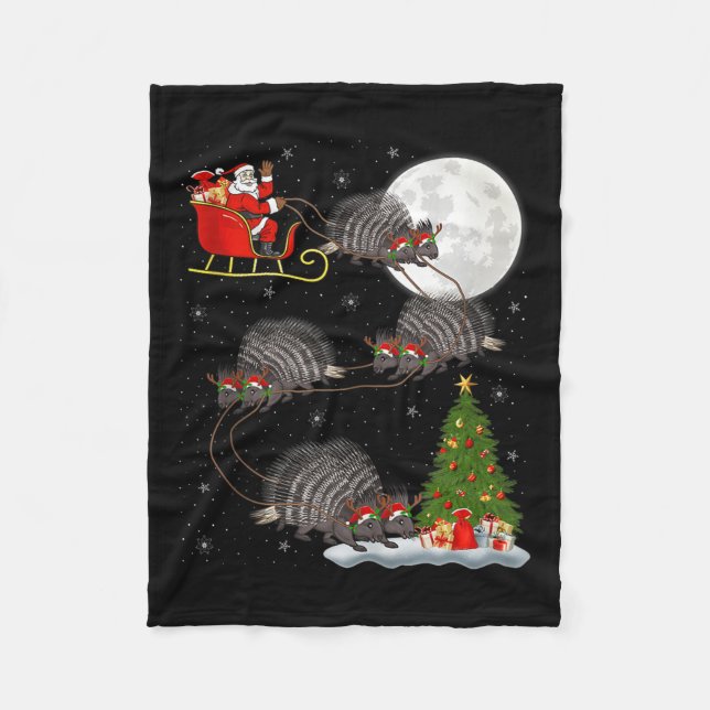 Rcune Santa Sleigh Flying Funny Magical Christmas  Fleecedecke (Vorderseite)