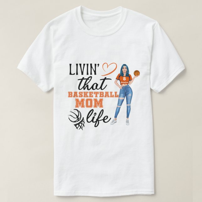 RD Personalisiert Basketball Mama Life T-Shirt (Design vorne)