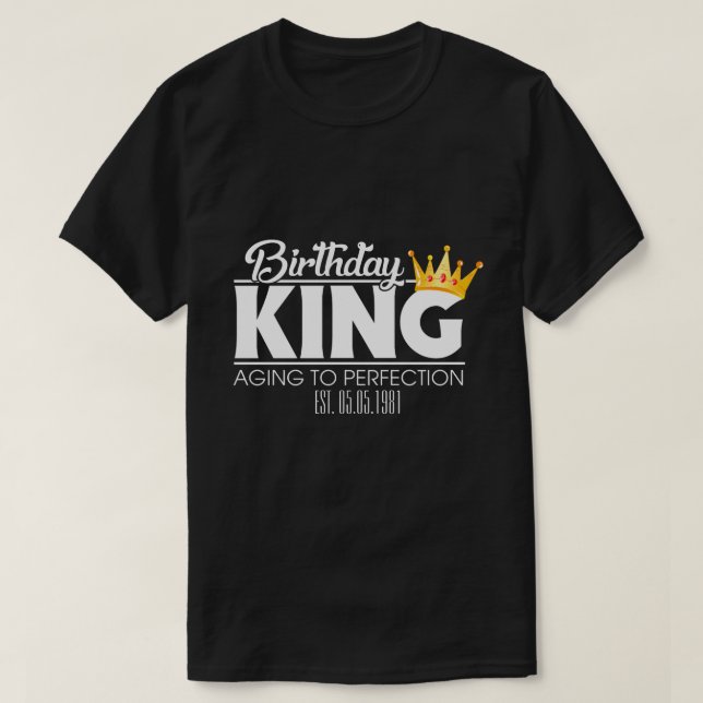 RD Personalisiert Birthday King, Matching Squad T-Shirt (Design vorne)