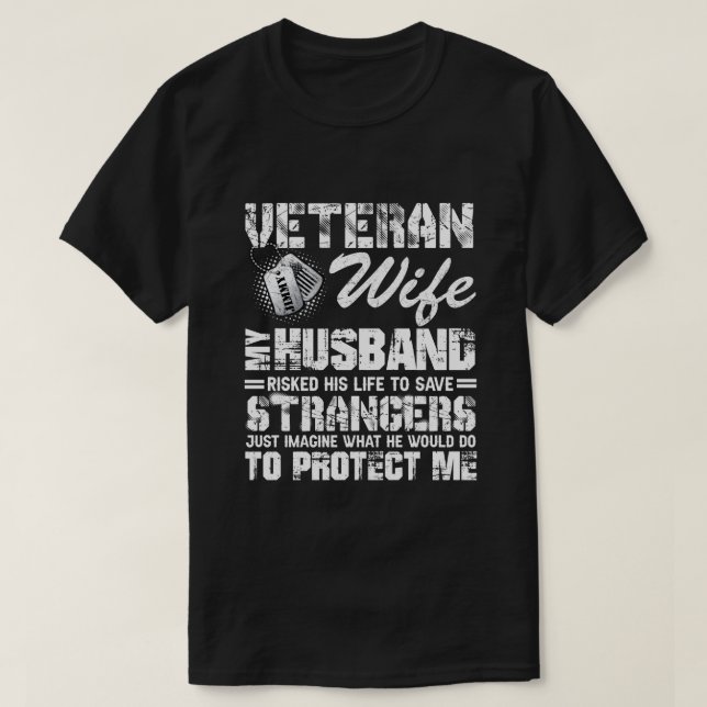 RD Personalisiert Veteran Ehefrau, Soldat der Arme T-Shirt (Design vorne)