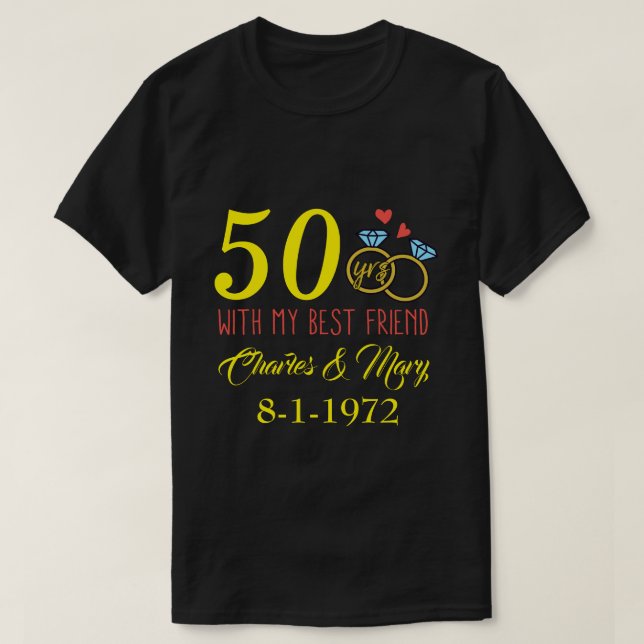 RD Personalisierte Paare Matching, 50 Jahre T-Shirt (Design vorne)