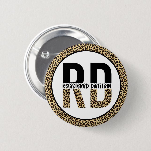 RD Registriert Dietitian Cheetah Print RD Geschenk Button (Vorne & Hinten)