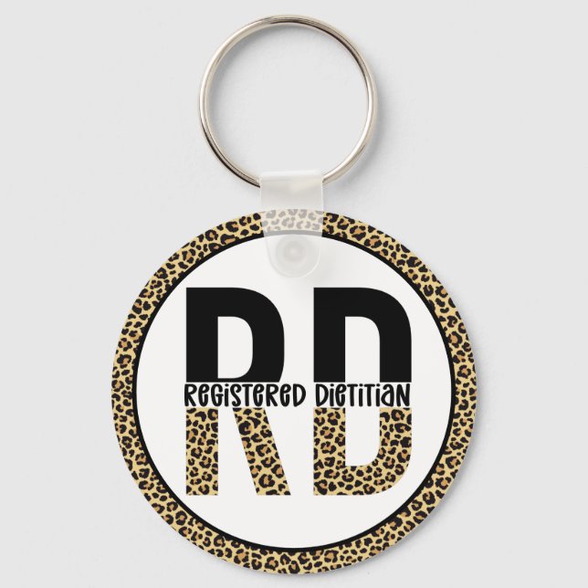 RD Registriert Dietitian Cheetah Print RD Geschenk Schlüsselanhänger (Vorderseite)
