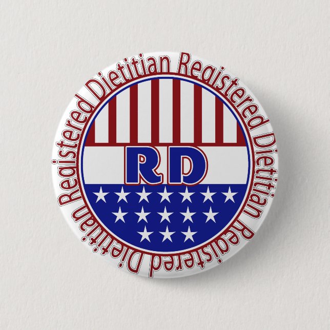 RD registriertes Diätetiker PATRIOTISCHES LOGO Button (Vorderseite)