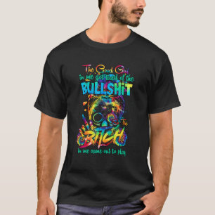 Rd the Good Girl in me Tattoo Skull Rose T-Shirt
