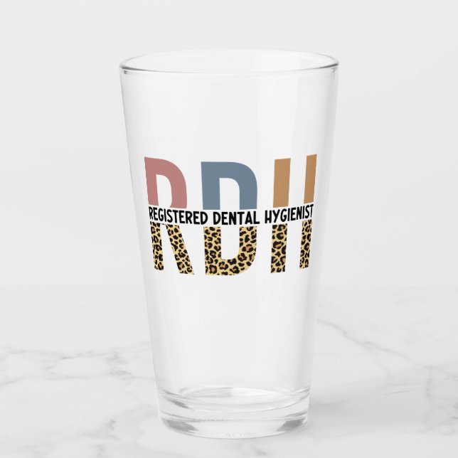 RDH Registered Dental Hygienic Leopard Typografy Glas (Vorderseite)