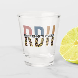 RDH Registered Dental Hygienic Leopard Typografy Schnapsglas