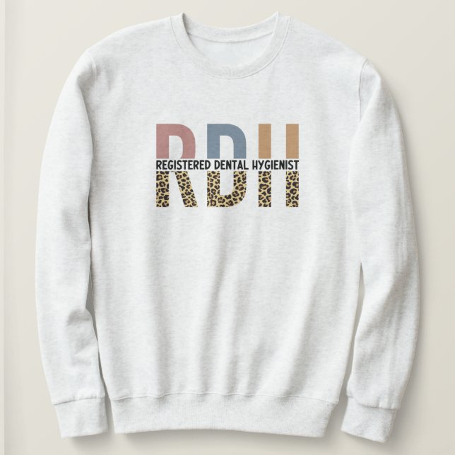 RDH Registered Dental Hygienic Leopard Typografy Sweatshirt (Design vorne)