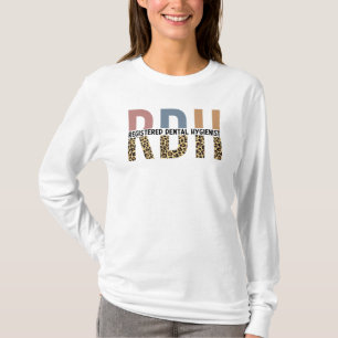RDH Registered Dental Hygienic Leopard Typografy T-Shirt