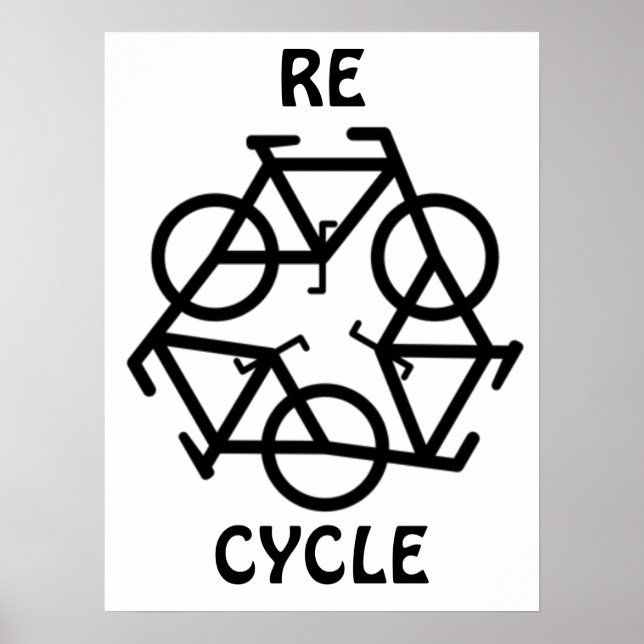 RE CYCLE Recycle Bicycle Symbol Poster (Vorne)