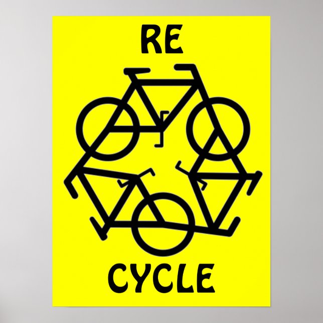 RE CYCLE Recycle Bicycle Symbol Poster (Vorne)