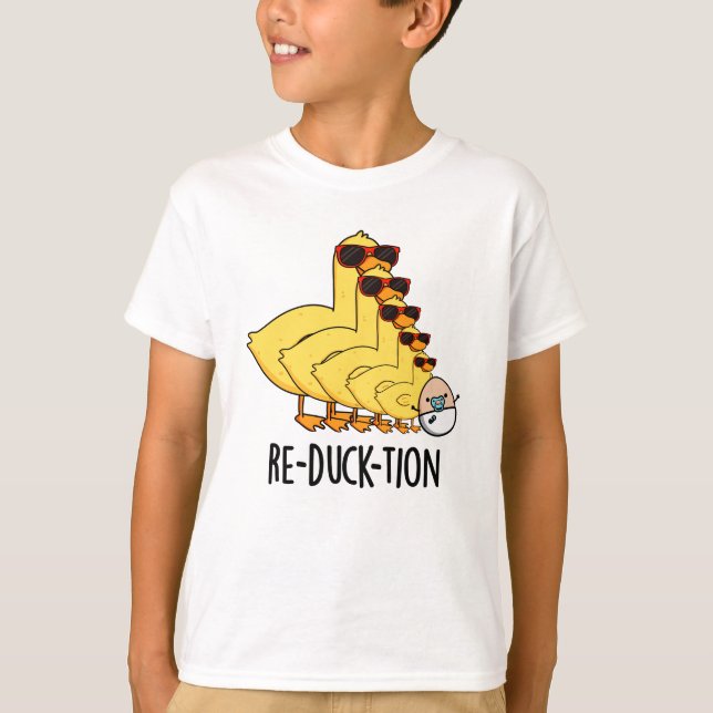 Re-duck-tion Funny Animal Duck Pun T-Shirt (Vorderseite)