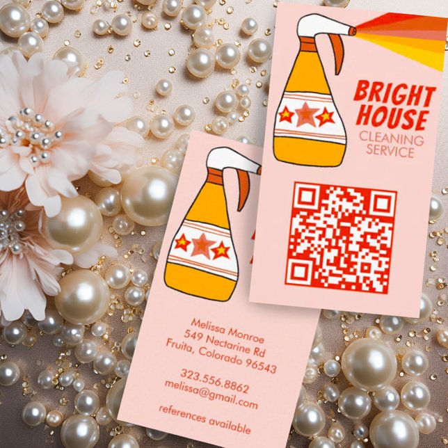 Re-House-Reinigungs-Spray Flasche QR-Code Visitenkarte (Spray bottle house cleaner business cards with custom QR code)
