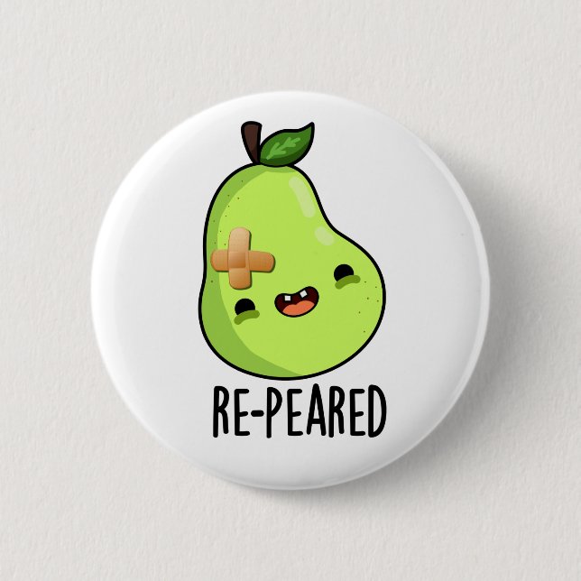 Re-peared Funny Fruit Birn Pun Button (Vorderseite)