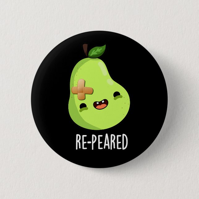 Re-peared Funny Fruit Birne Pun Dark BG Button (Vorderseite)