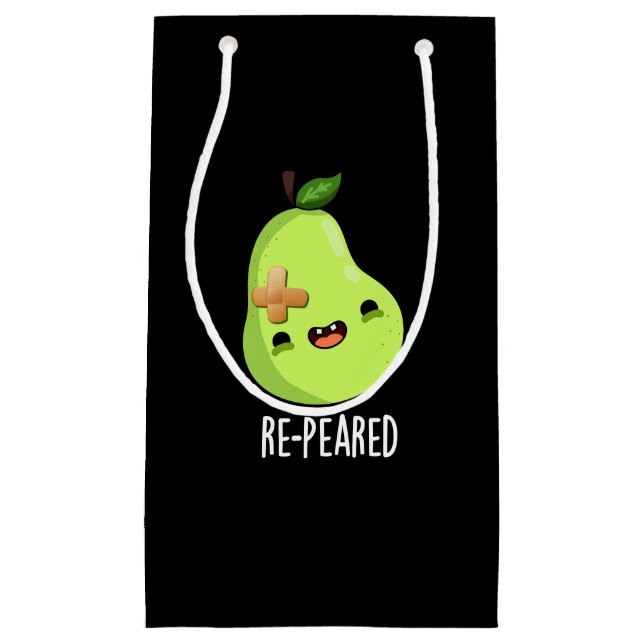 Re-peared Funny Fruit Birne Pun Dark BG Kleine Geschenktüte (Vorderseite)