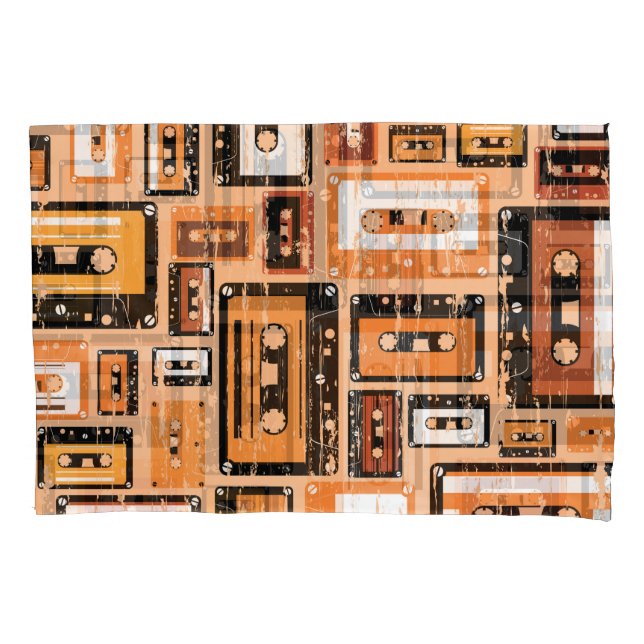 Re-Re-Kassettenband Nahtloses Muster Kissenbezug (Vorderseite)