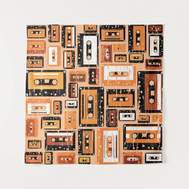 Re-Re-Kassettenband Nahtloses Muster Wandteppich (Vorderseite)