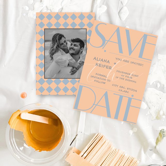 Re-Re-Minimal-Prüfmuster-Peach-Hochzeit Save The Date (Von Creator hochgeladen)