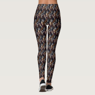 Re-Re-Muster braun, alle- Über-Print-Socken Leggings