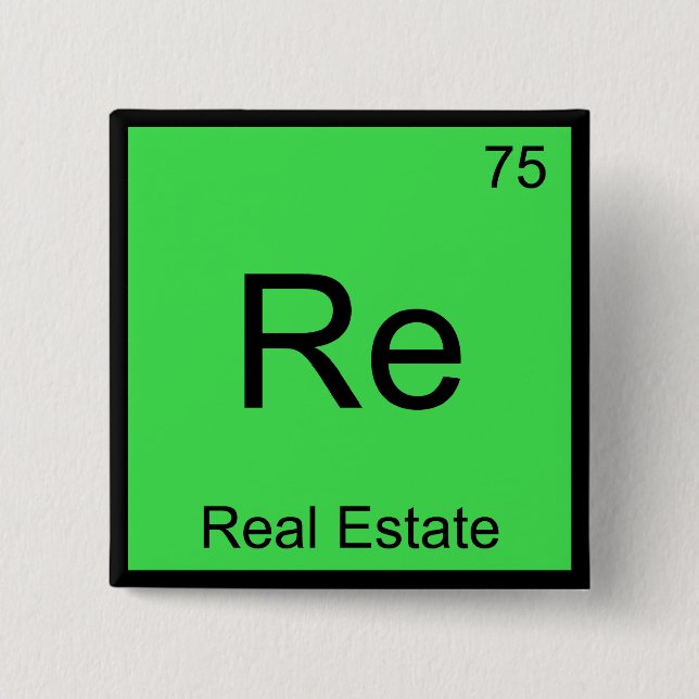 Re - Real Anwesen Chemistry Element Symbol Funny T Button (Vorderseite)