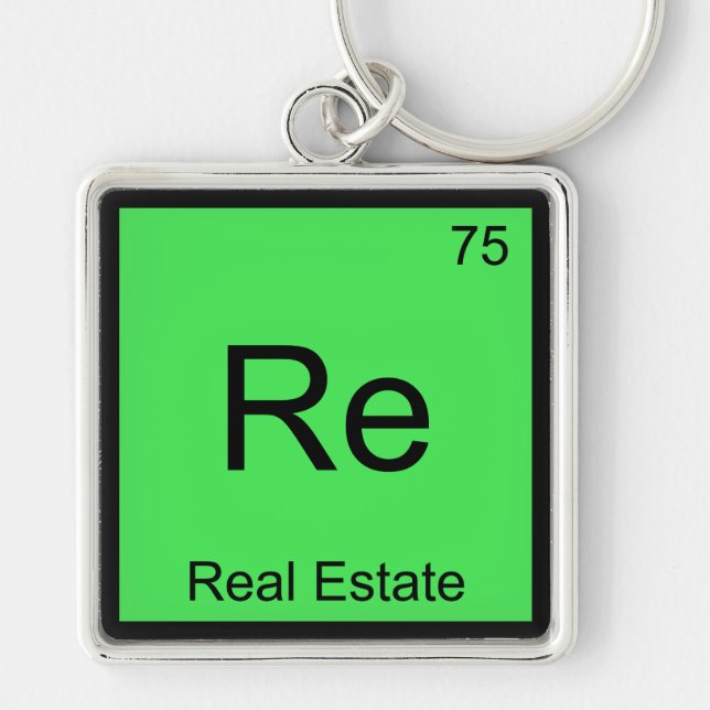 Re - Real Anwesen Chemistry Element Symbol Funny T Schlüsselanhänger (Vorne)