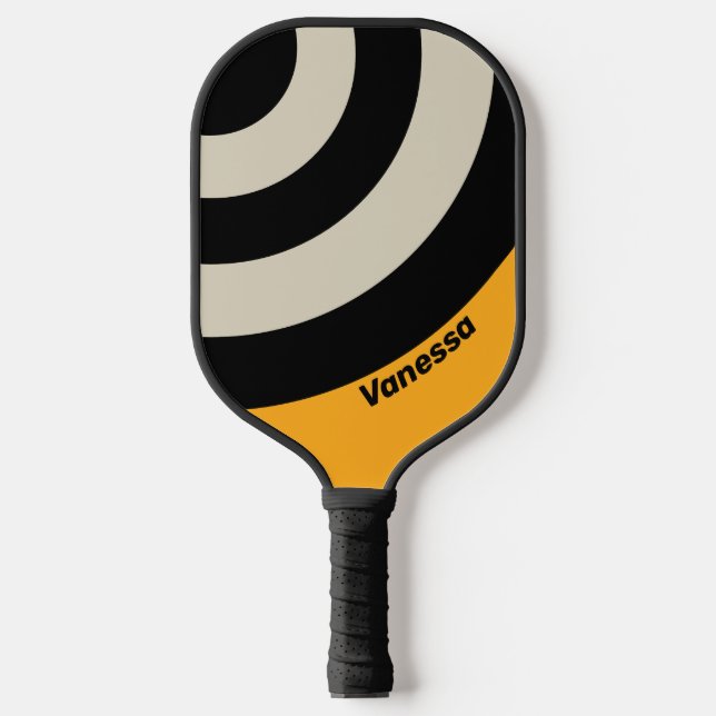 Re-ro-Bumblebezirk Streifen mit Name Pickleball Schläger (Vorderseite)