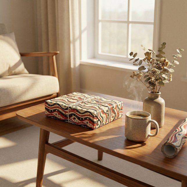 Re-Wavy-Strip-Muster mit Sternen und Kreis Geschenkpapier (Von Creator hochgeladen)