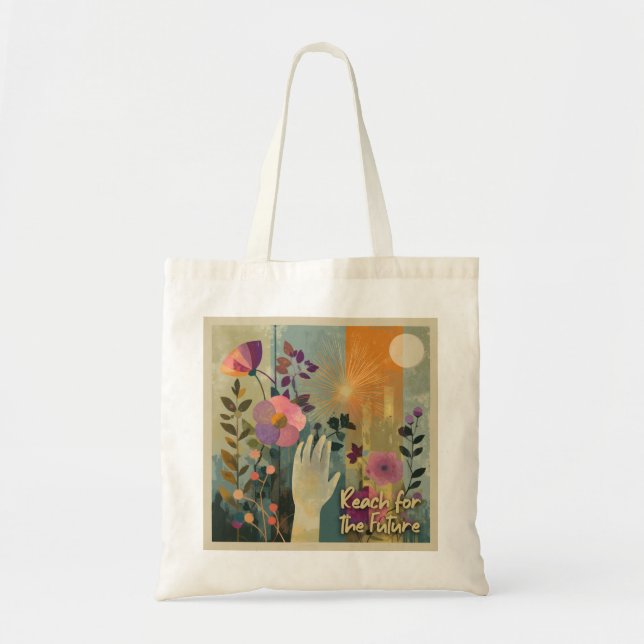 Reach for Future - Solarpunk Tote Bag Tragetasche (Vorne)