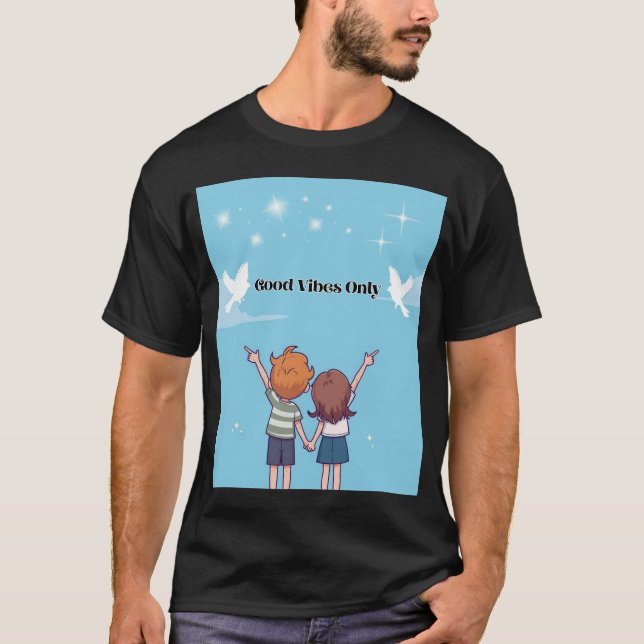 "Reach for the Sky – Motivational Cartoon T-Shirt  (Vorderseite)