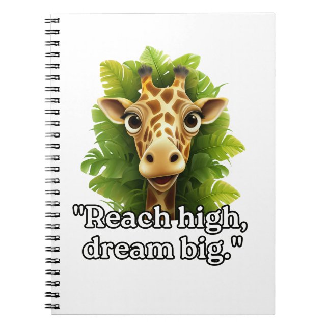 Reach High, Dream Big - Giraffen Notebook 📖 Notizblock (Vorderseite)