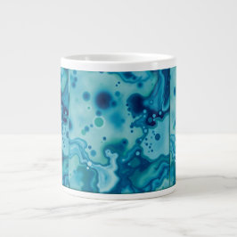 Reactive Glaze Deep Blue Green Fluid Texture Mug Jumbo-Tasse
