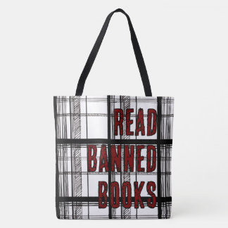 Read Banned Books Hand Drawn Plaid