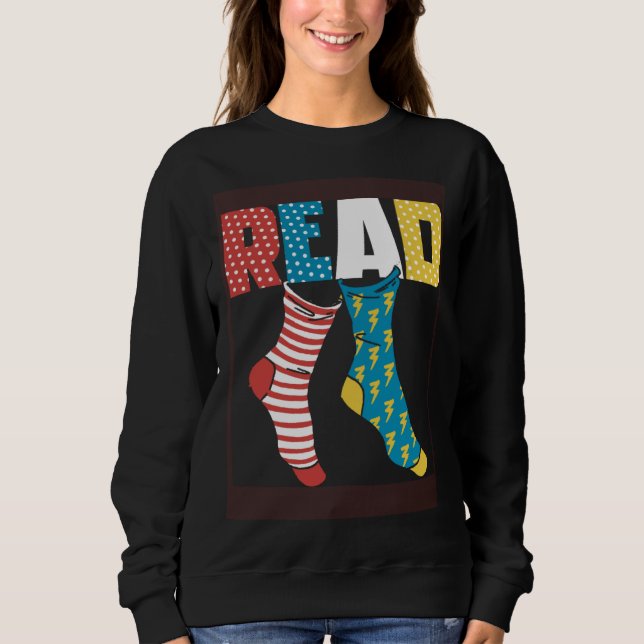 Read Books Wacky Socks Reading Teacher Book Nerds Sweatshirt (Vorderseite)