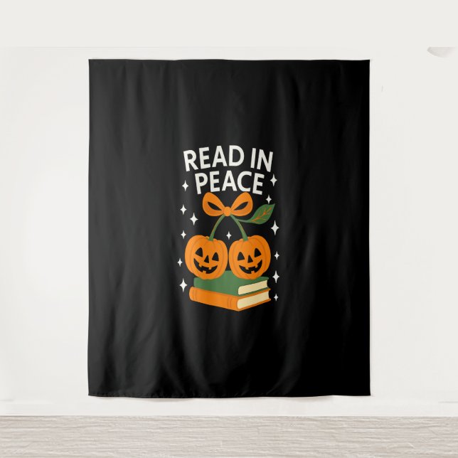 Read in Peace Funny Halloween Book Wandteppich (Vorderseite)
