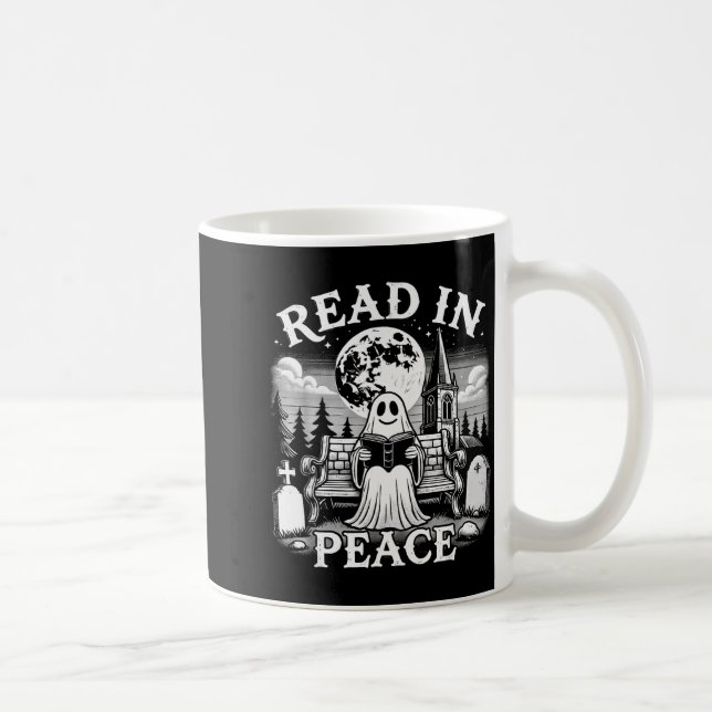 Read In Peace Ghost Reading Books Funny Halloween  Kaffeetasse (Rechts)