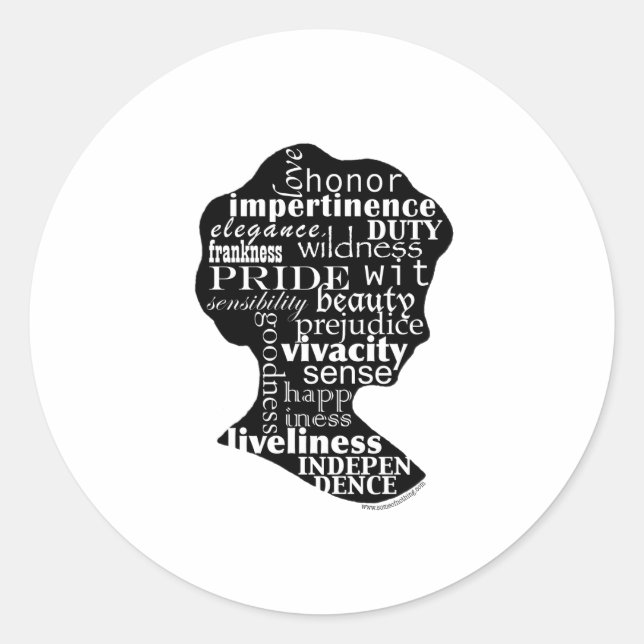 Read Jane Austen Cameo Runder Aufkleber (Vorderseite)
