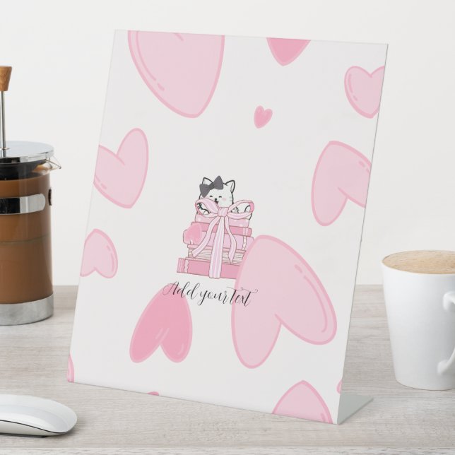 Read • Love • Display – Cat & Book Pedestal Sign Sockelschild (In Situ)