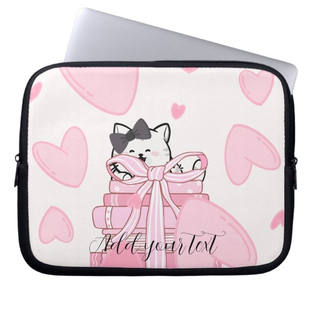 Read • Love • Protect – Cat Book Electronics Bag Laptopschutzhülle (Vorderseite)