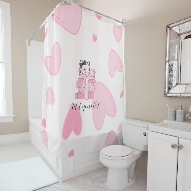 Read • Love • Relax – Cat & Book Bathroom Curtain Duschvorhang (Beispiel)