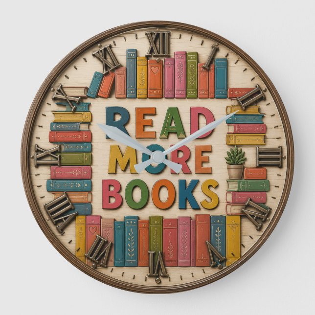 Read More Books Reading Classroom  Große Wanduhr (Vorderseite)
