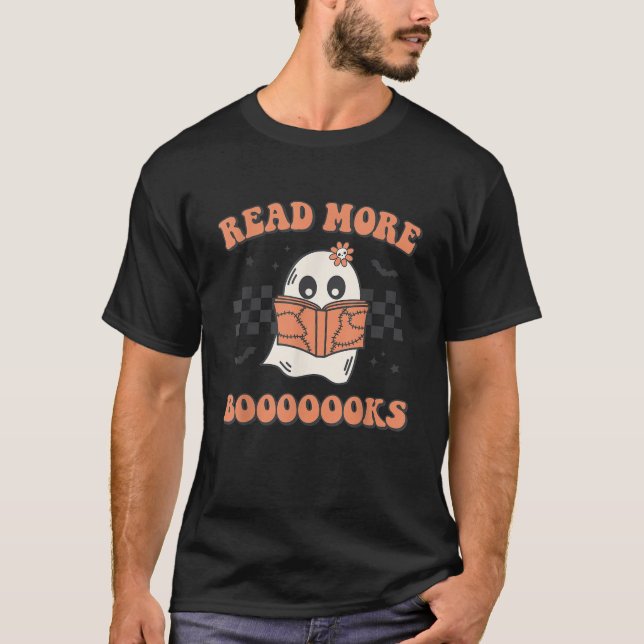 Read More Booooooks Bookish Spooky Teacher Retro H T-Shirt (Vorderseite)