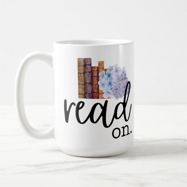 Read On (mit Hydrangeas) Kaffeetasse (Links)