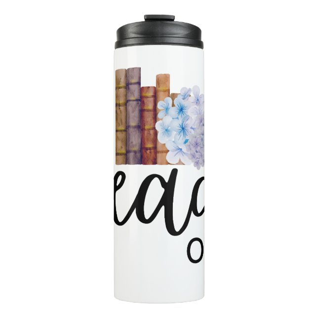 Read On (mit Hydrangeas) Thermosbecher (Vorderseite)